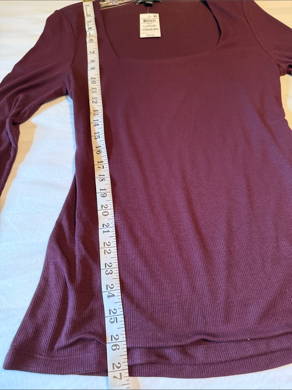 INC International Concepts Long Sleeve Scoop Neck Top in Wine - Picture 5 of 9